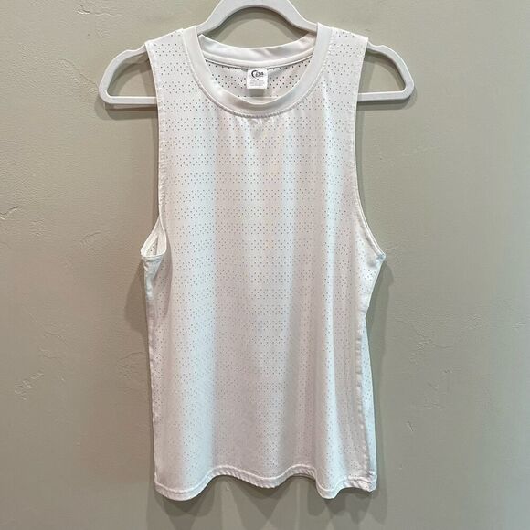 Zyia Active White Chill Sleeveless Laser Cut Muscle Tank - Size: Medium - Picture 1 of 5